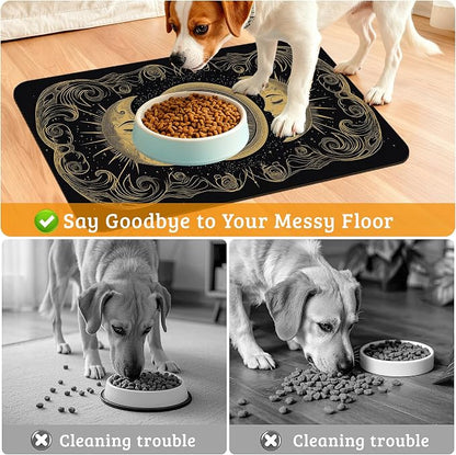 Dog Bowl Mat, Moon Sun Pet Feeding Mat - Image 4