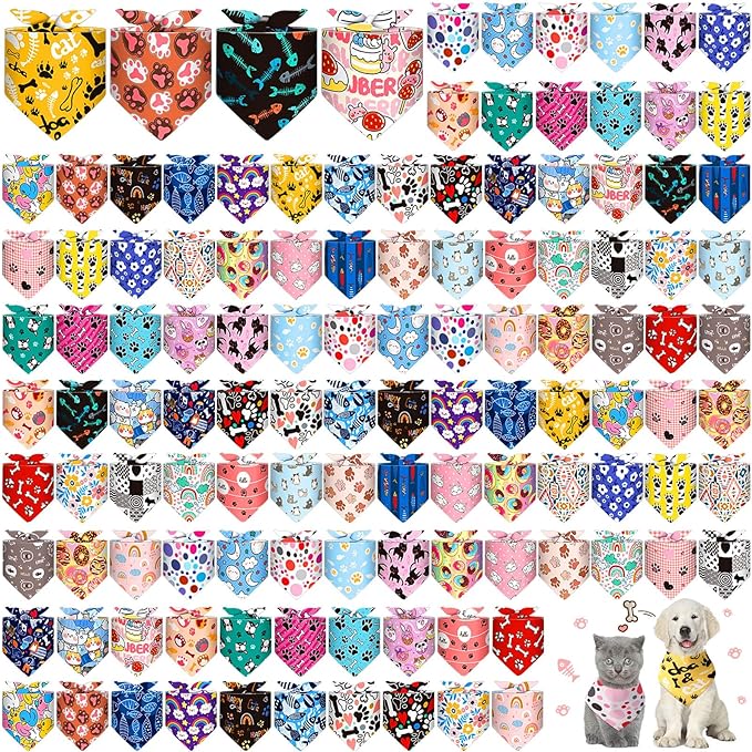 Amylove 120 Pcs St. Patrick's Day Dog Bandanas Bulk Holiday Triangle Dog Pack by Amylove