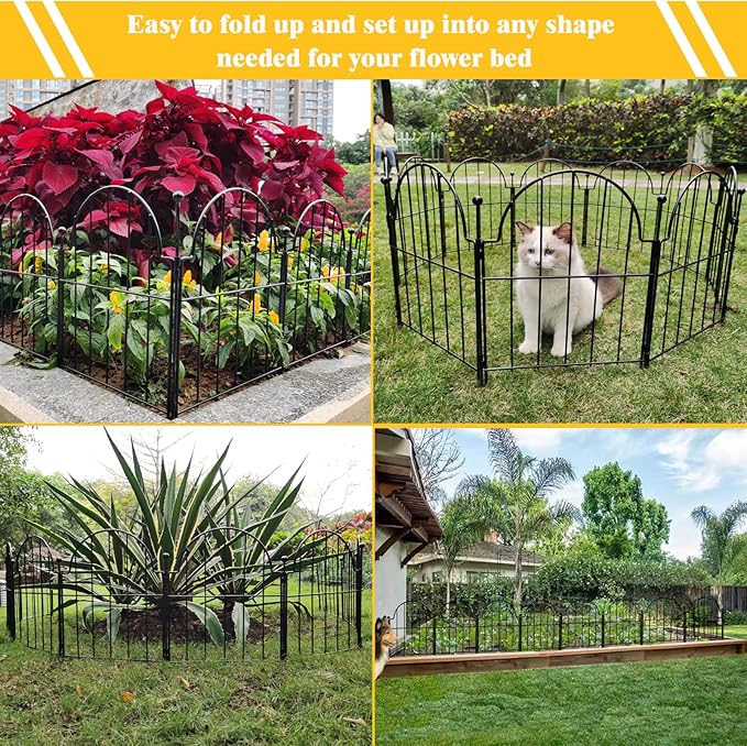 Garden Fence, 17in x 27.5 ft Arched Rustproof Metal No Dig Fence Garden Fence - Image 3