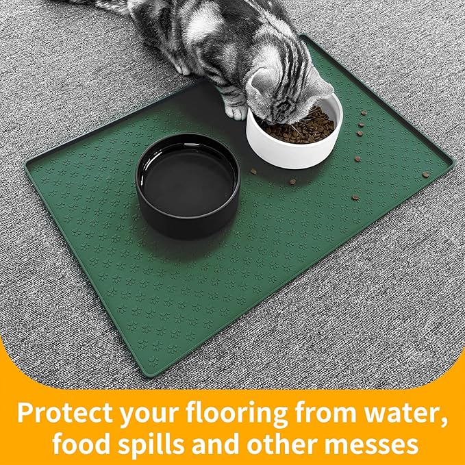Ptlom Pet Placemat for Dog and Cat, Waterproof Silicone Pet Feeding Bowl Mats - Image 5