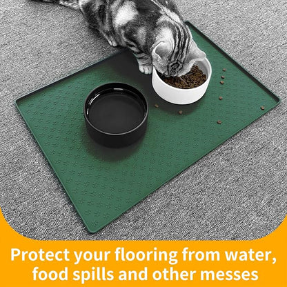 Ptlom Pet Placemat for Dog and Cat, Waterproof Silicone Pet Feeding Bowl Mats - Image 5