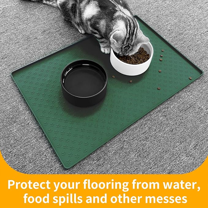 Ptlom Pet Placemat for Dog and Cat, Waterproof Silicone Pet Feeding Bowl Mats - Image 3