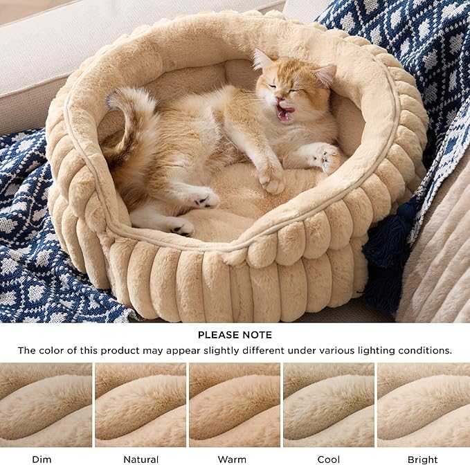 Bedsure ComfyFleece™ Cat Bed, Washable Round Cute Cat Beds - Image 5
