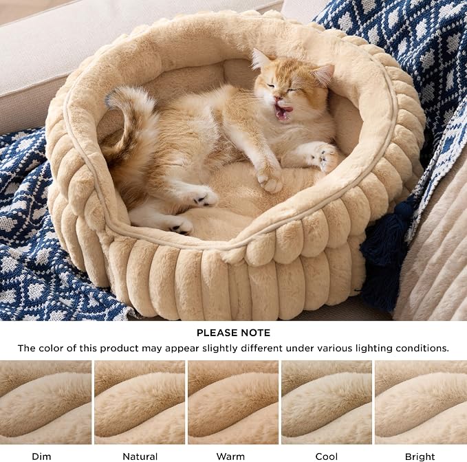 Bedsure ComfyFleece™ Small Cat Bed, Washable Round Cute Pet Beds - Image 5