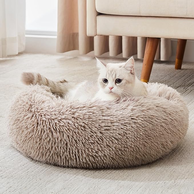 Calming Dog Bed & Cat Bed, Anti-Anxiety Donut Cuddler Warming Cozy Soft Round - Image 3
