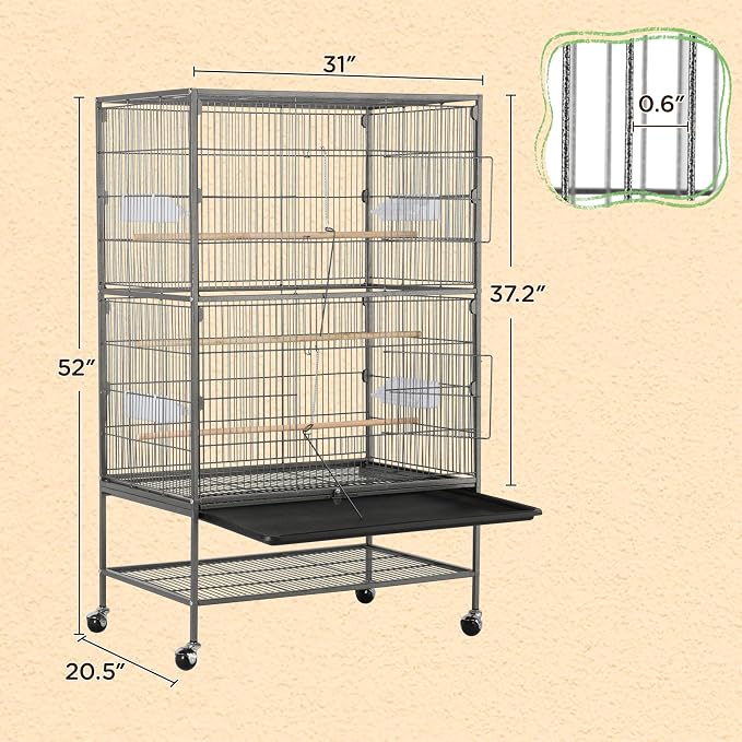 Yaheetech 52-inch Wrought Steel Standing Large Flight King Bird Cage - Image 3