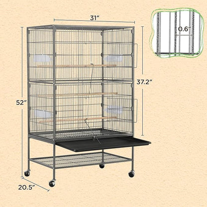 Yaheetech 52-inch Wrought Steel Standing Large Flight King Bird Cage - Image 3