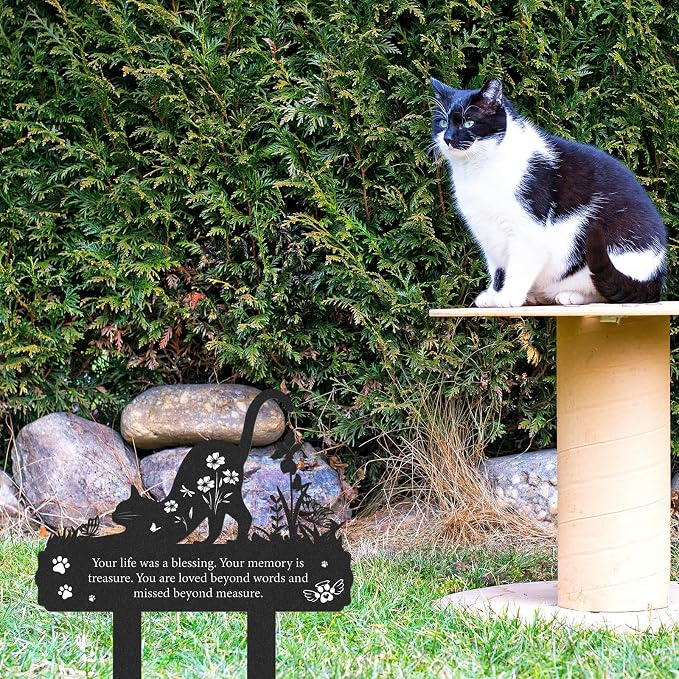 Grave Markers for Cemetery for Cat, Metal Grave Markers Yard Memorial Pet - Image 3