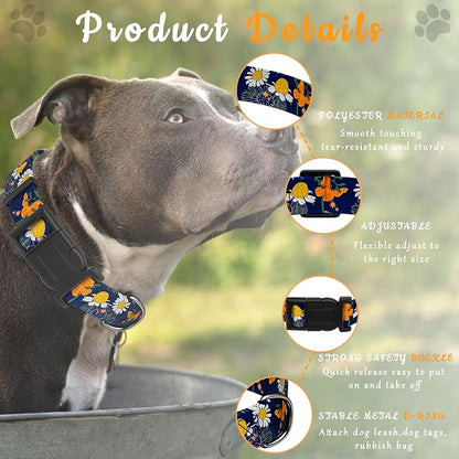 Dog Collar with Butterflies Print, Daisy Boys Girls Puppy Collar - Image 2