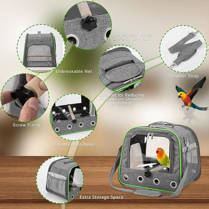 Suertree Upgraded Small Bird Carrier, Lightweight and Portable Travel Bird Cage - Image 4