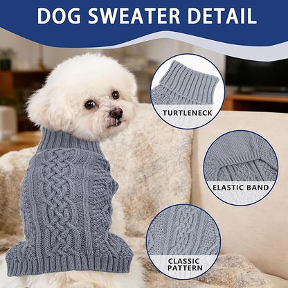 Dog Sweaters Small Dog Clothes Winter Turtleneck Puppy Sweater Warm Pet Cat - Image 3
