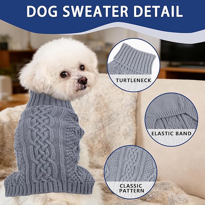 Dog Sweaters Small Dog Clothes Winter Turtleneck Puppy Sweater Warm Pet Cat - Image 3