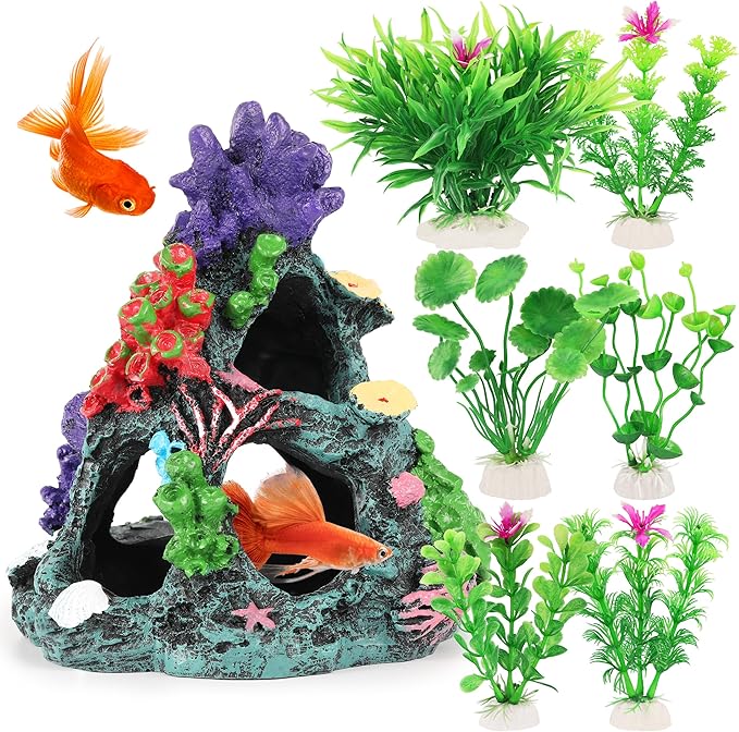 MyLifeUNIT Fish Tank Decorations, 7 Pieces Aquarium Plants Set by MyLifeUNIT