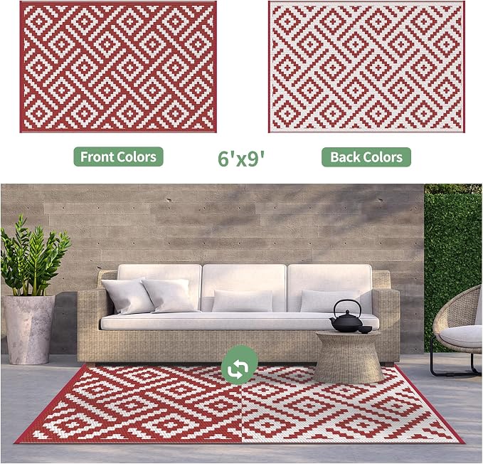 GENIMO Outdoor Rug for Patio Clearance, Lightweight Waterproof RV Camping Mat - Image 2