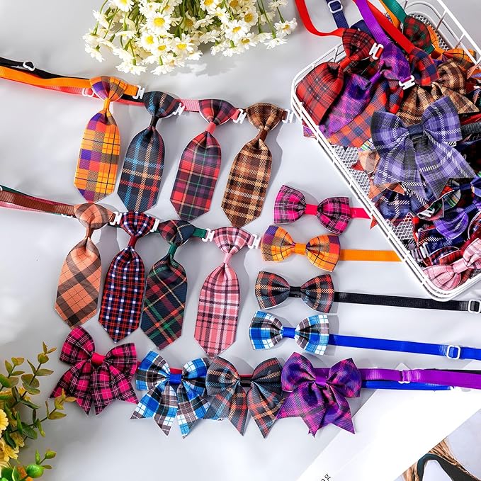 Reginary 100 Pieces Dog Bow Tie Collar Set Include 40 Dog Neckties, and 30 - Image 4