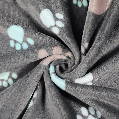 Tegeme 12 Pcs Pet Blankets Soft Fluffy Fleece Dog Cat Warm Paw Print Pattern - Image 3