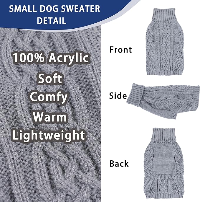 Dog Sweaters Small Dog Clothes Winter Turtleneck Puppy Sweater Warm Pet Cat - Image 4