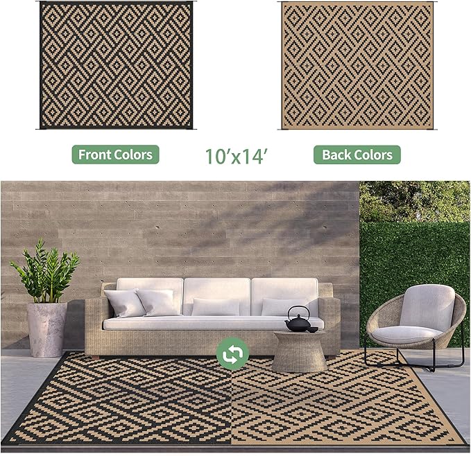 GENIMO Outdoor Rug for Patio Clearance, Reversible Plastic Straw Rugs for RV - Image 4