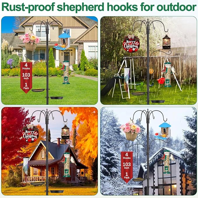 Camii 103 in Bird Feeding Station Kit, 6-Hook Wild Bird Feeder Stand Pole - Image 7