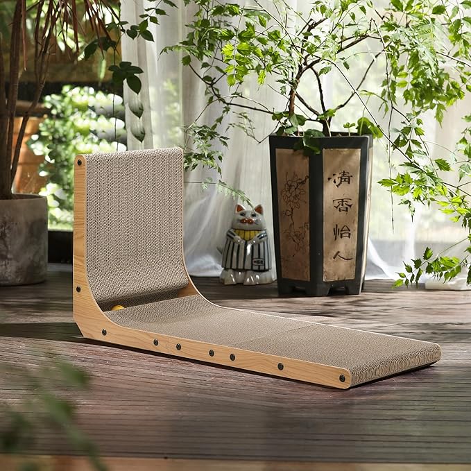 FUKUMARU Cat Scratcher, 32.7 Inch L Shape Cat Scratch Pad Wall Mounted - Image 5