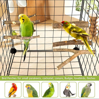 5PCS Natural Wood Bird Perch Set - Image 7