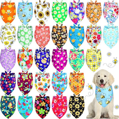 Eccliy 30 Pack Flower Dog Bandanas Bulk Summer Soft Triangle Dog Scarfs by Eccliy
