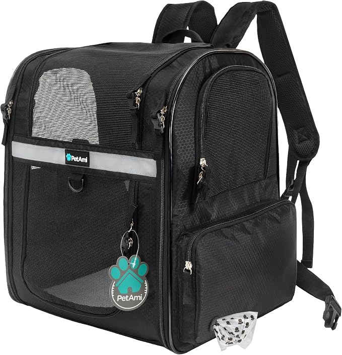 PetAmi Dog Backpack Carrier for Small Large Cat, Ventilated Pet Hiking Backpack by PetAmi