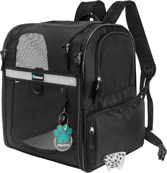 PetAmi Dog Backpack Carrier for Small Large Cat, Ventilated Pet Hiking Backpack by PetAmi