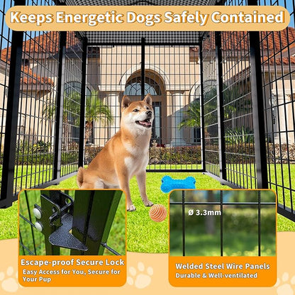 Large Dog Kennel Outside with Roof, Heavy-Duty Indoor Outdoor Dog Run Dog - Image 4