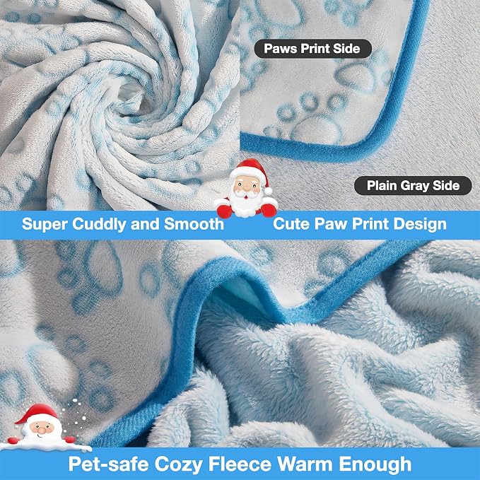 Blue Dog Blanket for Puppy Accesssories Boy, Washable Soft Puppy Essentials - Image 3