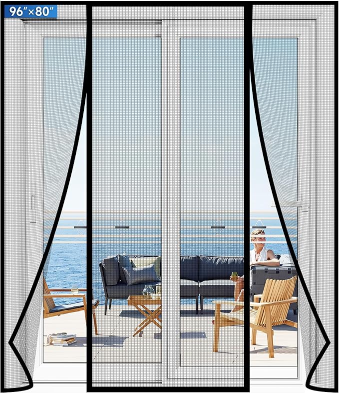 Magnetic Screen Door Upgraded PET Mesh Stronger Than Fiberglass and Polyester by Longeas