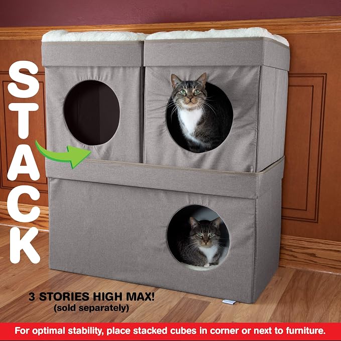 Kitty City Large Stackable Cat Condo & Cube House, Modular Indoor Cat Furniture - Image 7