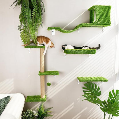 FUKUMARU Cat Wall Shelves, Stable & Safe 4 in 1 Cat Furniture Set, Wooden - Image 3