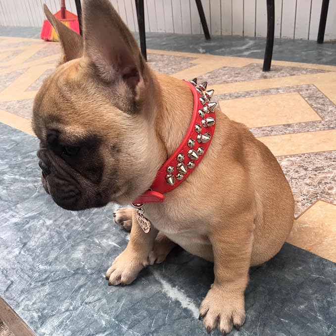 TEEMERRYCA Adjustable Microfiber Leather Spiked Studded Dog Collars - Image 5