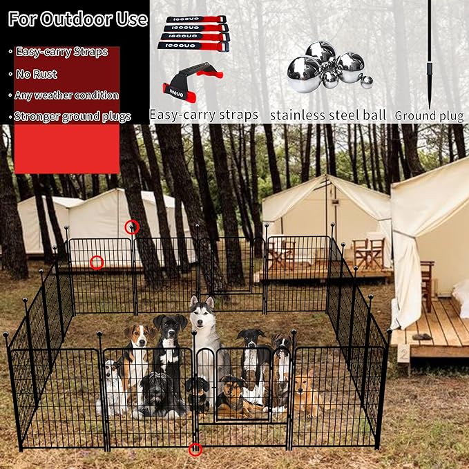 Dog Playpen Outdoor for Medium/Large Dogs 36'' High, 2 Add-On Heavy Duty Dog - Image 3