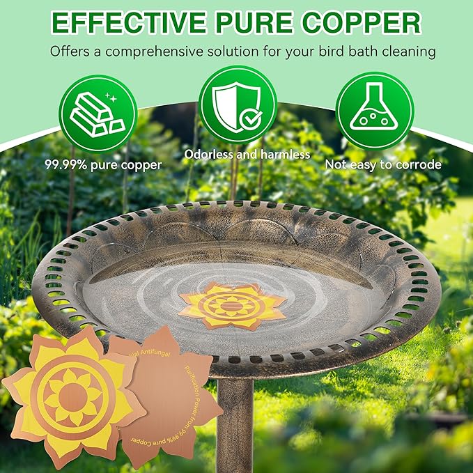 Saillong 4 Pack Bird Bath Copper Disk, Reinforced 99.99% Pure Copper Bird Bath - Image 5