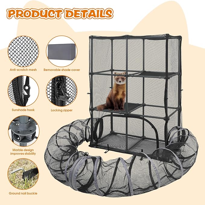 Catio Outdoor Cat Enclosure for Cats & Small Animals, Pet Playpen Cat Climber - Image 2