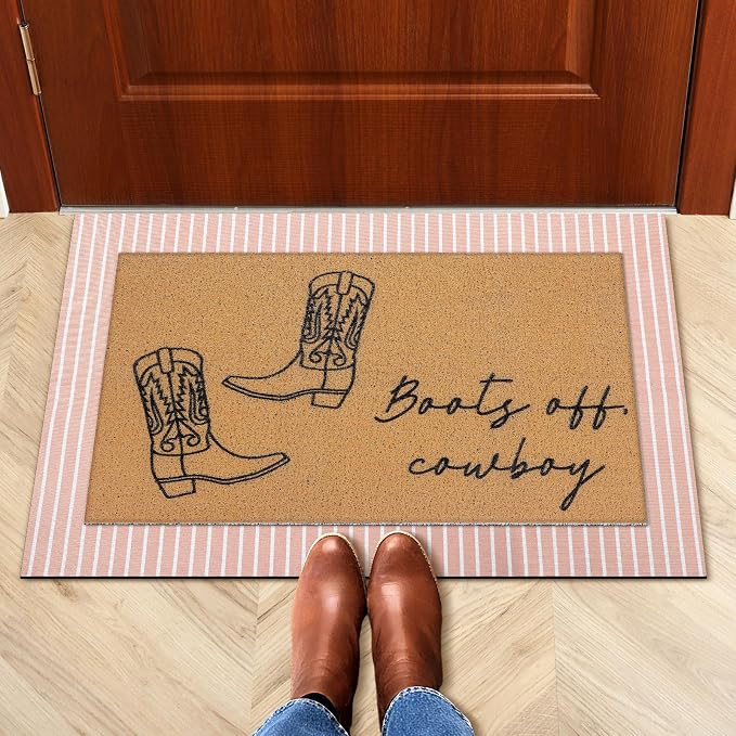 Tinideya 2 Pcs Door Mat Welcome Non Slip Coir Mats Floor Layering Doormats - Image 5