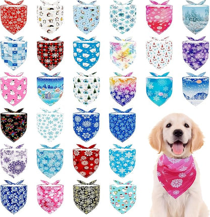30 Pcs Winter Dog Bandanas Bulk Stitch Dog Bandanas by Bestwishforyou