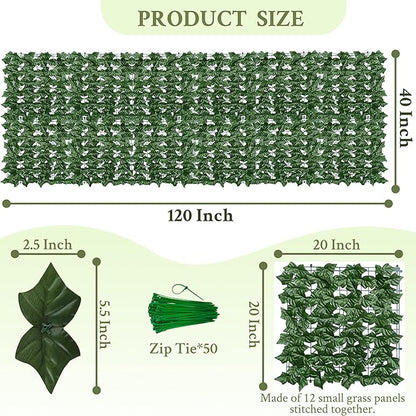 Artificial Ivy Privacy Fence Wall Screen, 40X120 in UV-Anti Faux Greenery - Image 2