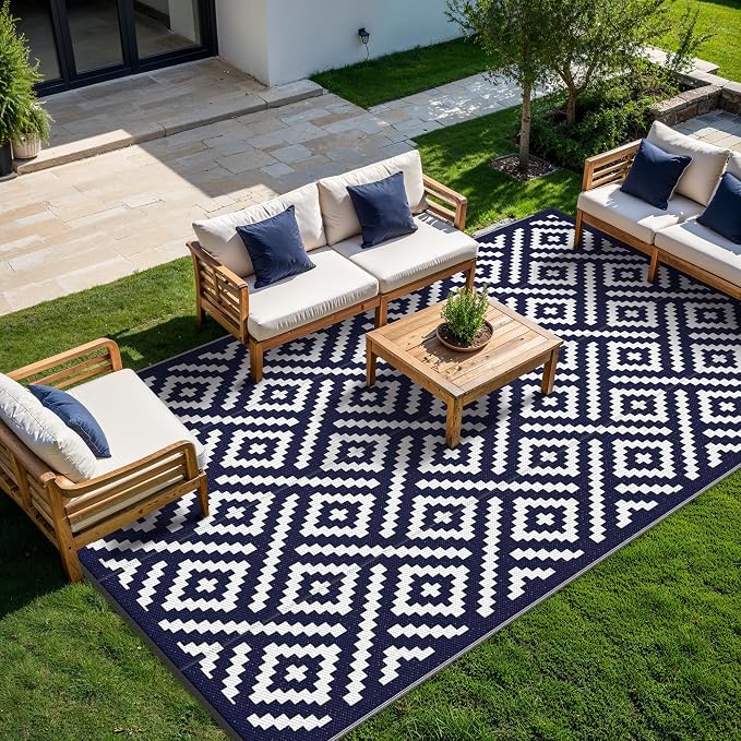 GENIMO Outdoor Rug for Patio Clearance, Reversible Plastic Straw Rugs for RV - Image 2