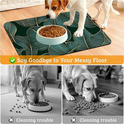 Tropical Palm Feeding Mat, Non-Slip Rubber Backing Mat, Cat Dog Accessories - Image 4