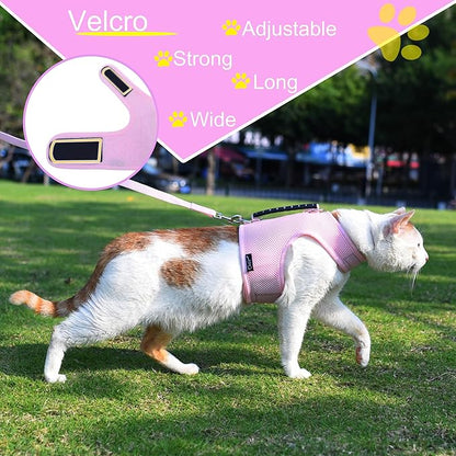 Cat Harness and Leash for Walking Escape Proof Breathable Mesh Fabric, Solid - Image 5