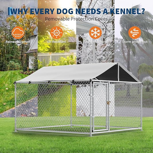 Large Dog Kennel Outdoor with Roof Heavy Duty Dog Enclosure Outside Pet Fence - Image 2