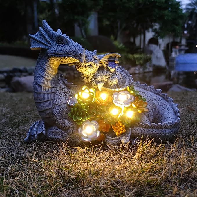 Dragon Solar Garden Statues Outdoor Decoration by Yardancer