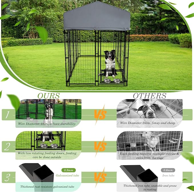 Grepatio Outdoor Dog Kennel for Large Dogs, Heavy Duty Welded Wire Steel Dog - Image 2