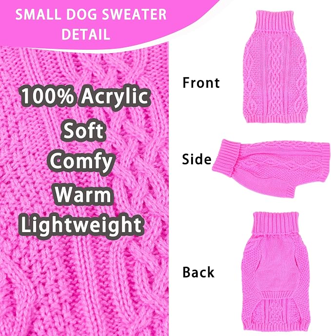 Dog Sweaters for Small Dogs Winter Dog Clothes Turtleneck Knit Puppy Sweater - Image 4