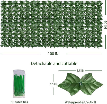 Artificial Ivy Privacy Fence Wall Screen: 40X100 in UV-Anti Faux Greenery - Image 2