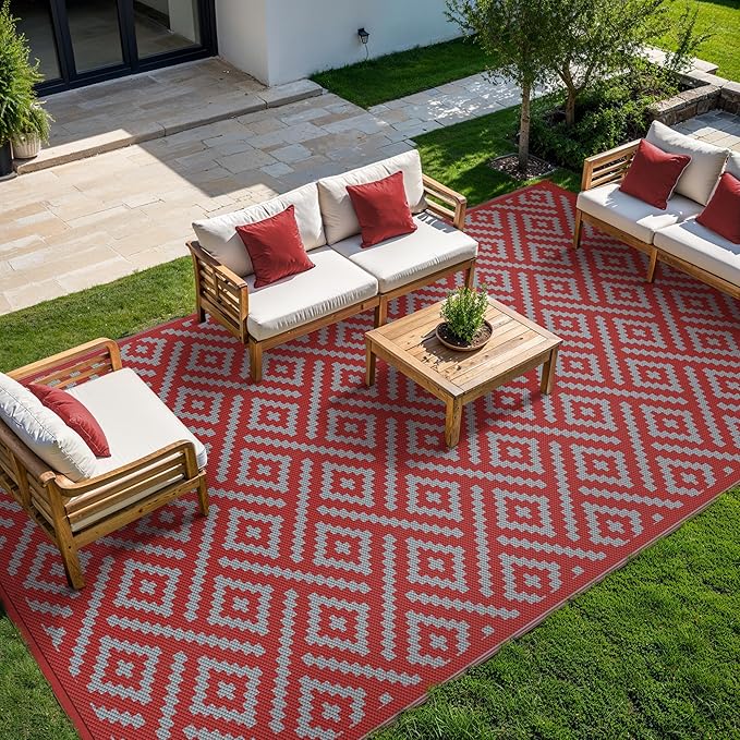 GENIMO Outdoor Rug for Patio Clearance, Lightweight Waterproof RV Camping Mat - Image 4