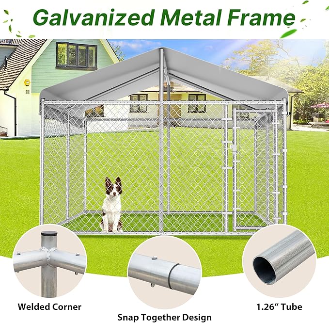 HITTITE Extra Large Outdoor Dog Kennel, Galvanized Chain Link Dog Runs - Image 9